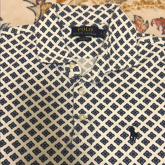 Ralph Lauren Blue and White Patterned Polo - Picture 3 of 3